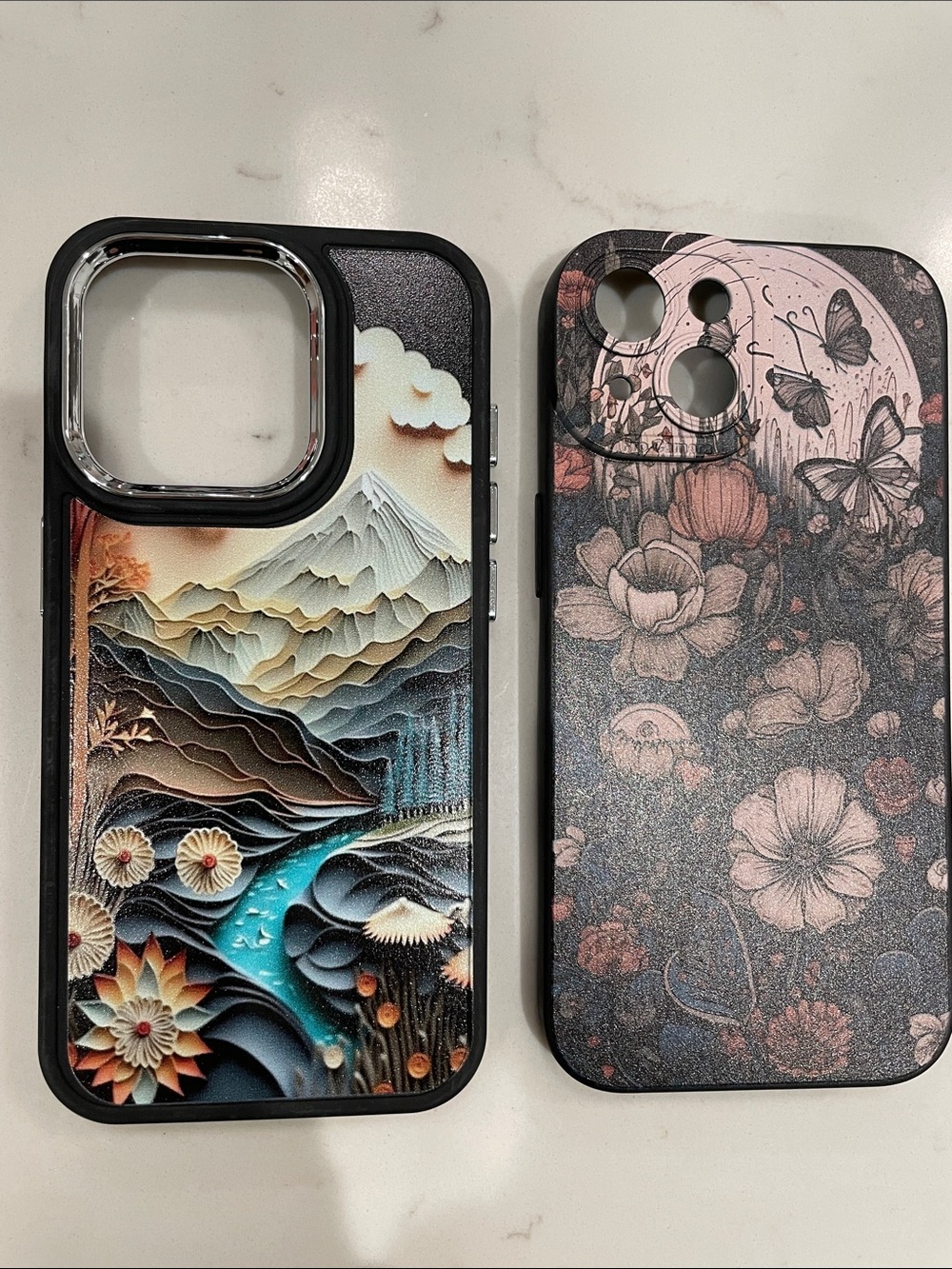Stylish Floral & Landscape Dual-Design Phone Case - iPhone 15/iPhone 12 Pro